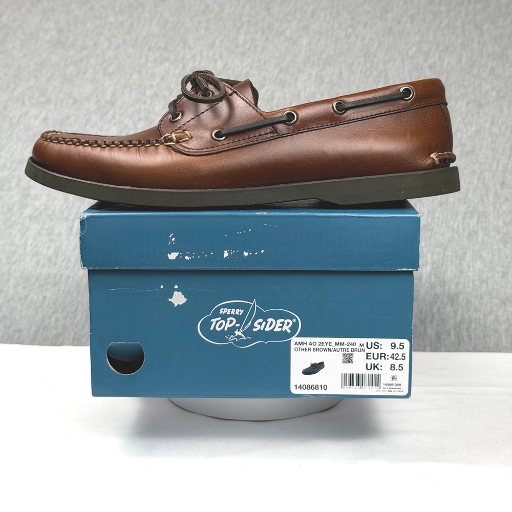 Sperry Top-Sider Authentic Original 2-Eye Brown Leather Boat Shoes Mens 9.5